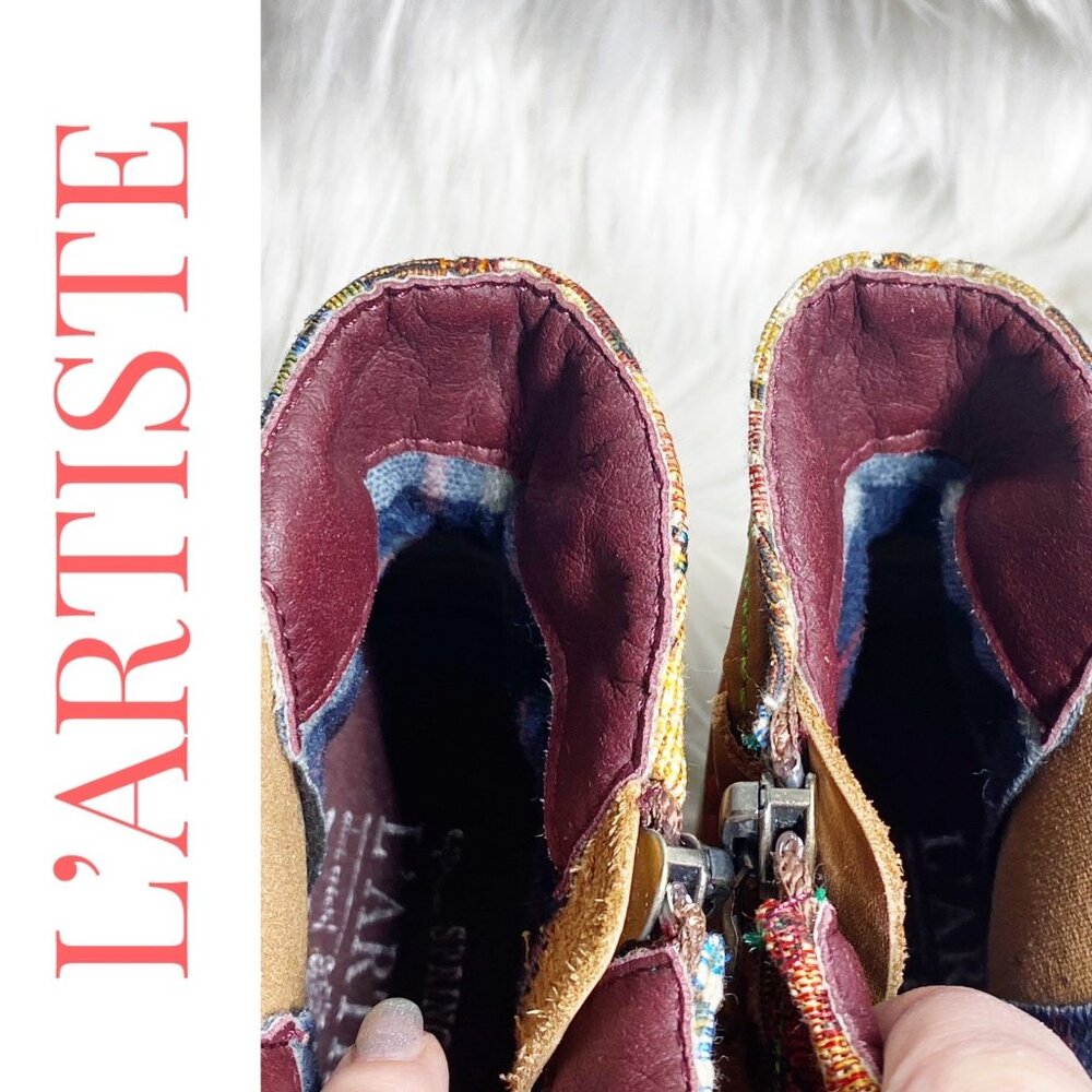 L’ARTISTE‎ LEATHER ANKLE TAPESTRY BOOTIE TASSEL UNIQUE ARTISTIC BOHO, WOMEN’s 40 - Picture 13 of 16
